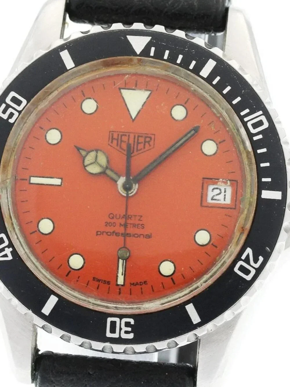 Heuer Professional Diver 200 980.014 Date Orange Dial Quartz Men's Watch_965774